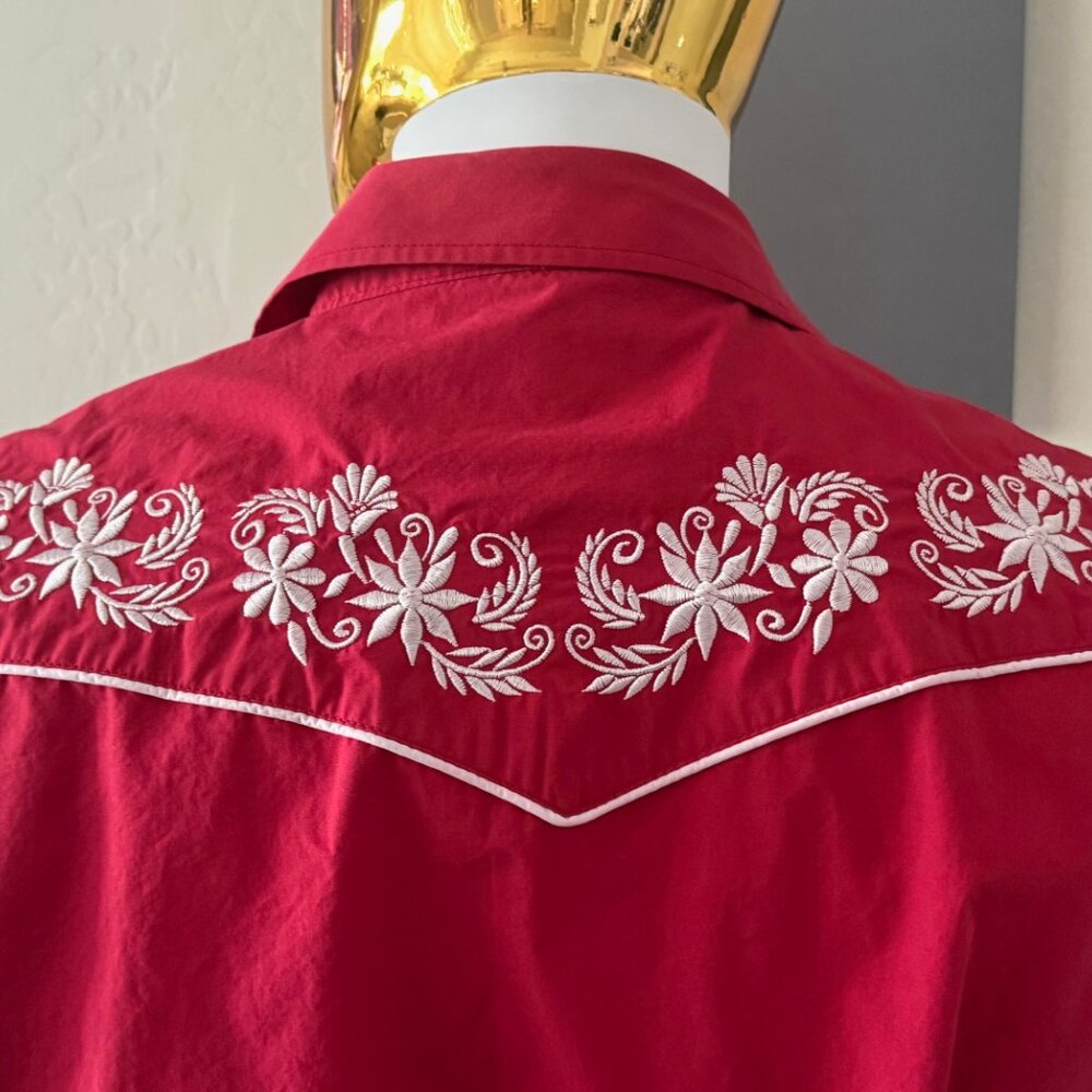 Embroidered Western Snap Front Long Sleeve XL Shirt - Picture 5 of 8